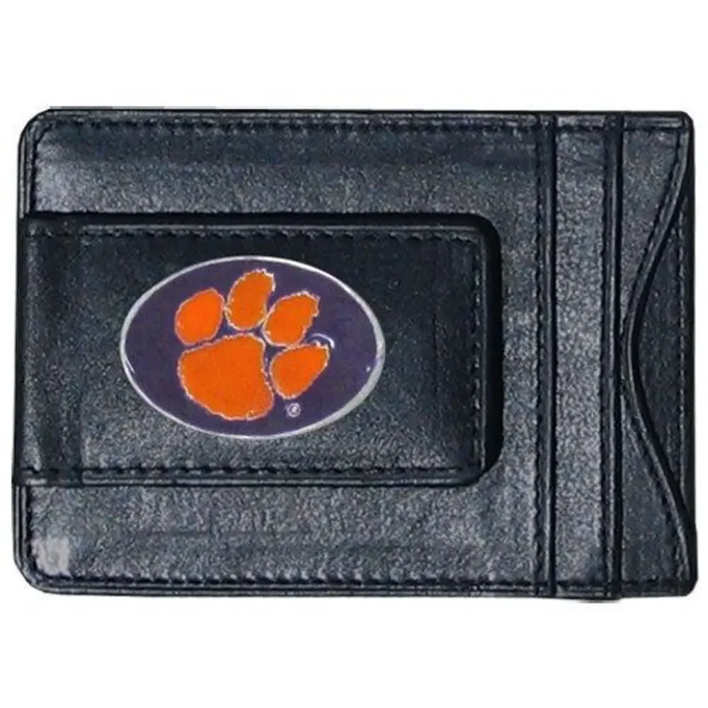 Clemson Tigers Money Clip Card & Cash Holder Fine Leather NCAA Licensed